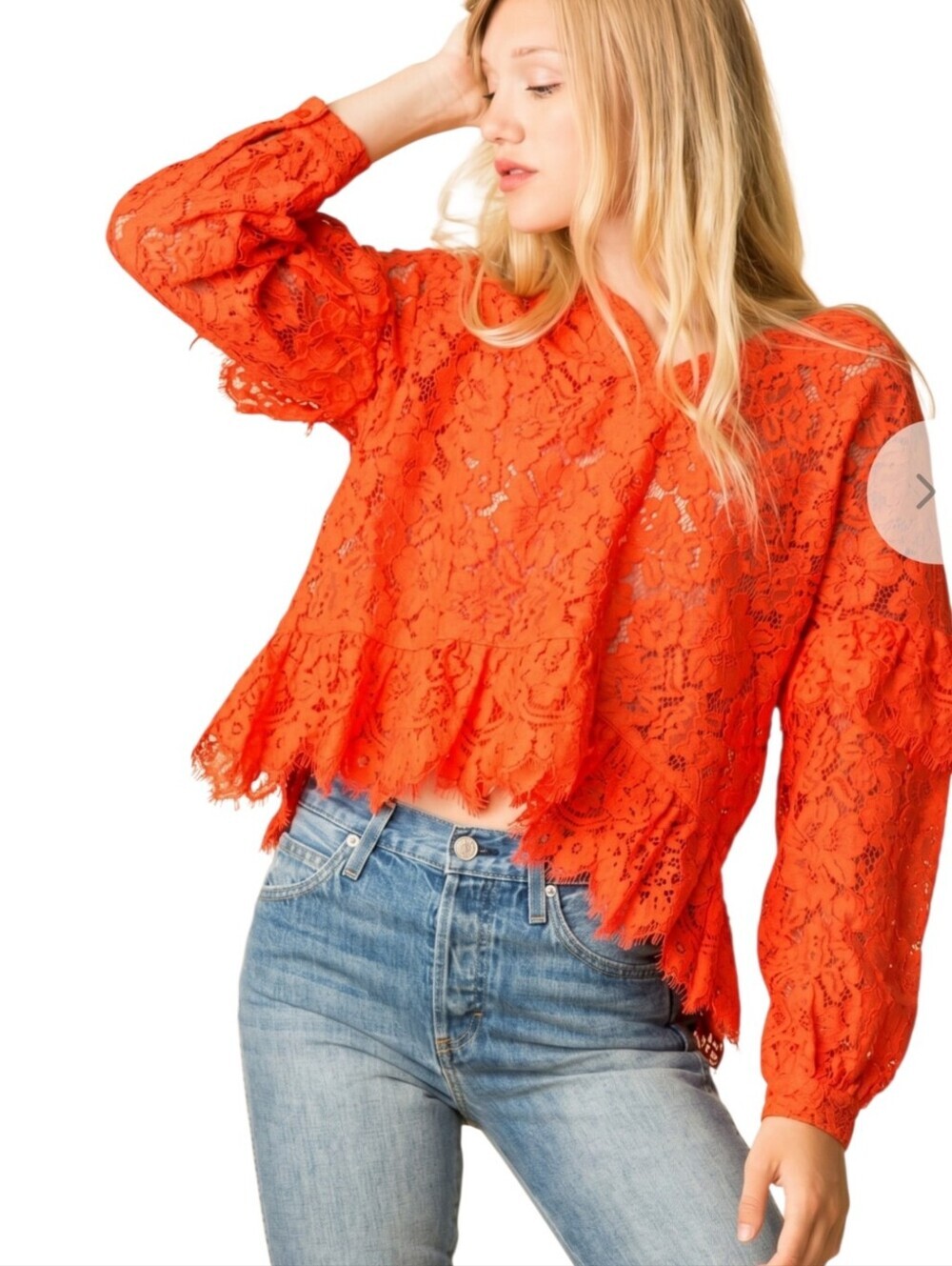GANNI Jerome Lace Top Orange Size 34 / US 2